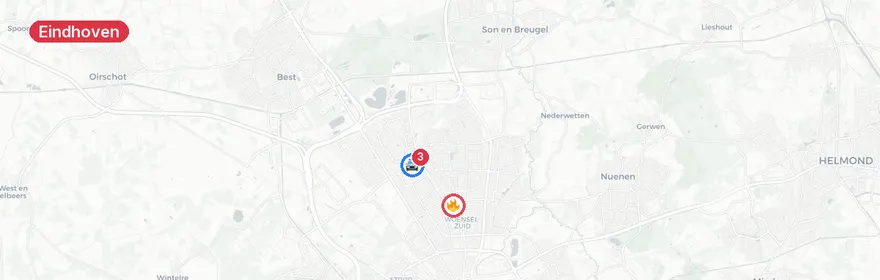 Kaart van Meerdere incidenten in Eindhoven, ongeluk bij marathonloop