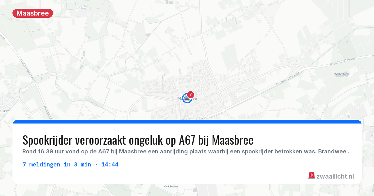 Kaart van de activiteitspiek bij Maasbree