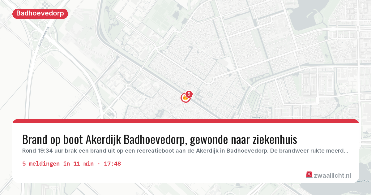Kaart van de activiteitspiek bij Badhoevedorp