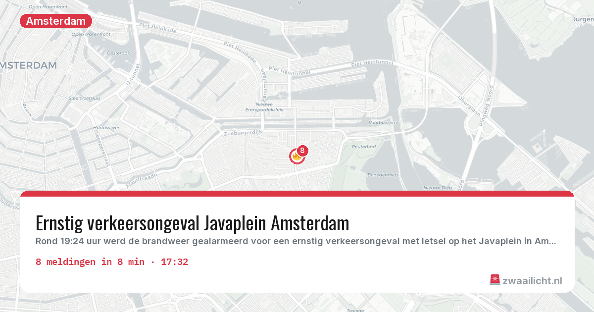 Kaart van de activiteitspiek bij Amsterdam