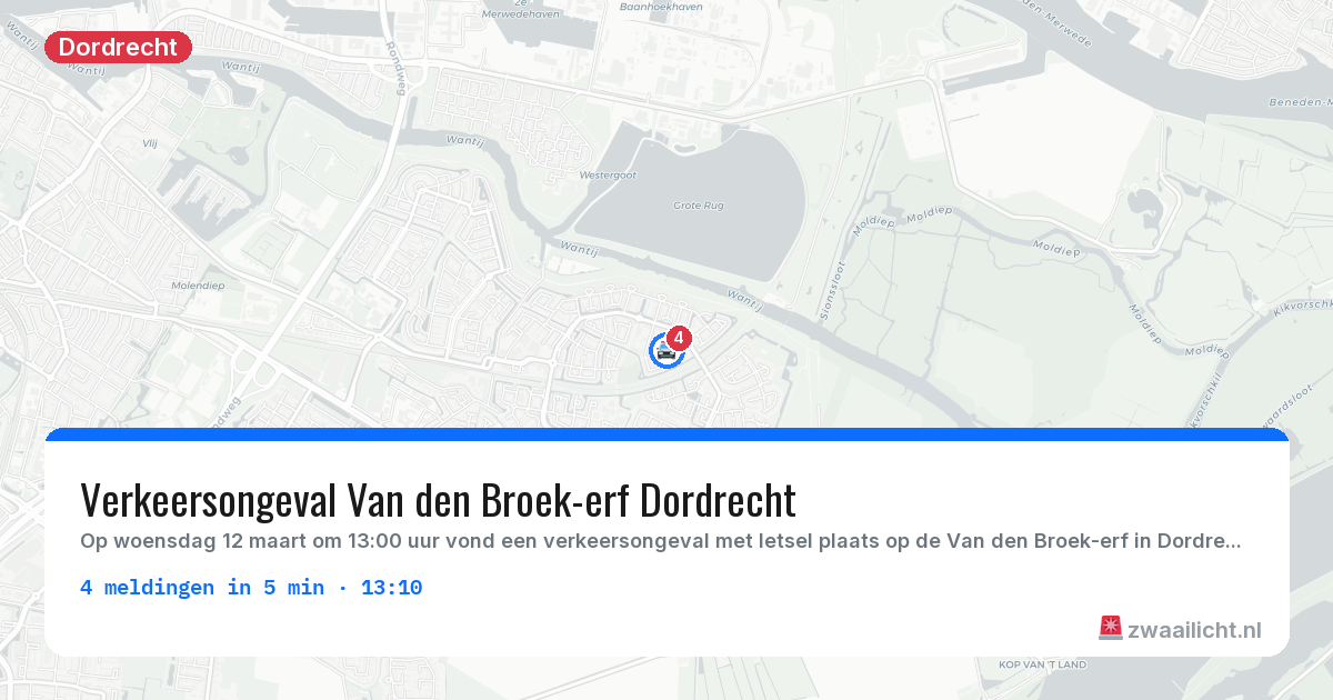 Kaart van de activiteitspiek bij Dordrecht