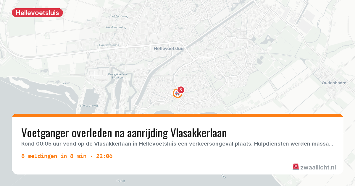 Kaart van de activiteitspiek bij Hellevoetsluis