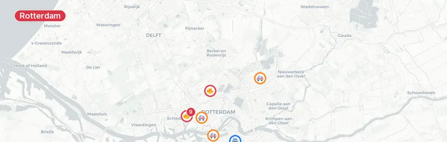 Kaart van Woningbrand Galjootstraat Rotterdam, gewonde en dieren gered