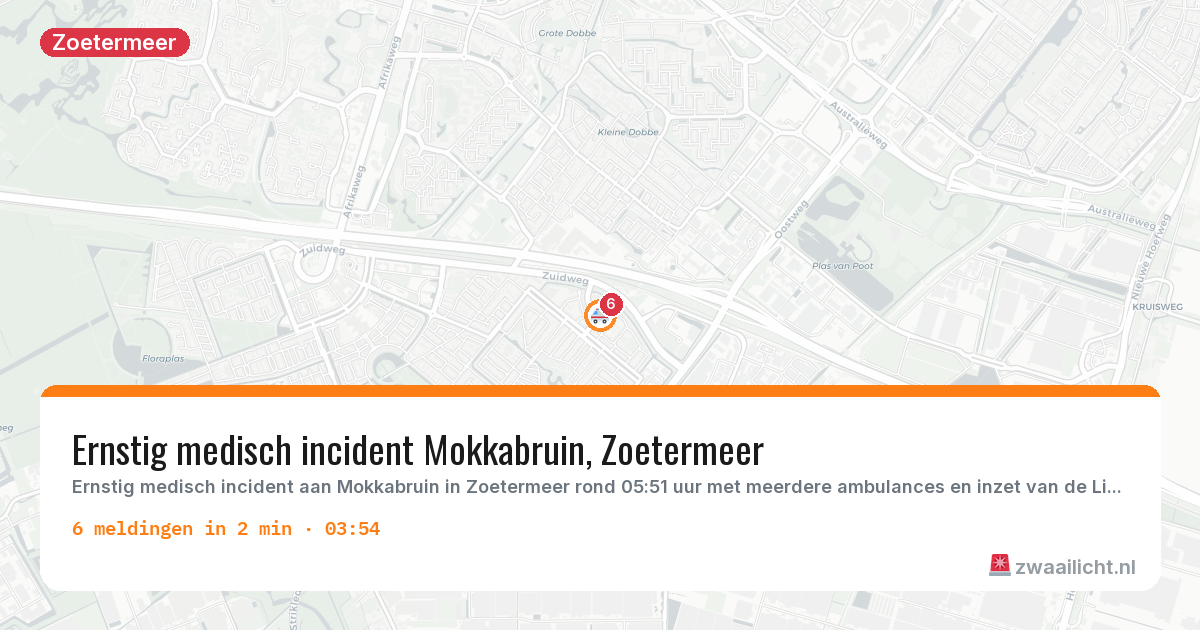 Kaart van de activiteitspiek bij Zoetermeer