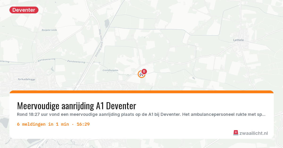 Kaart van de activiteitspiek bij Deventer