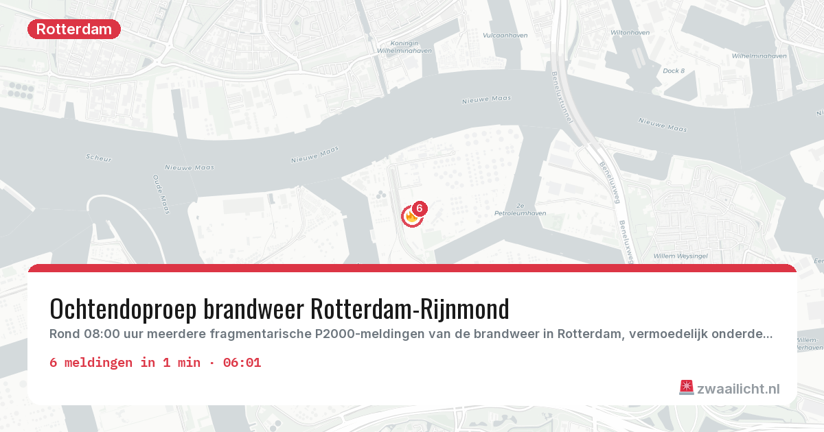 Kaart van de activiteitspiek bij Rotterdam