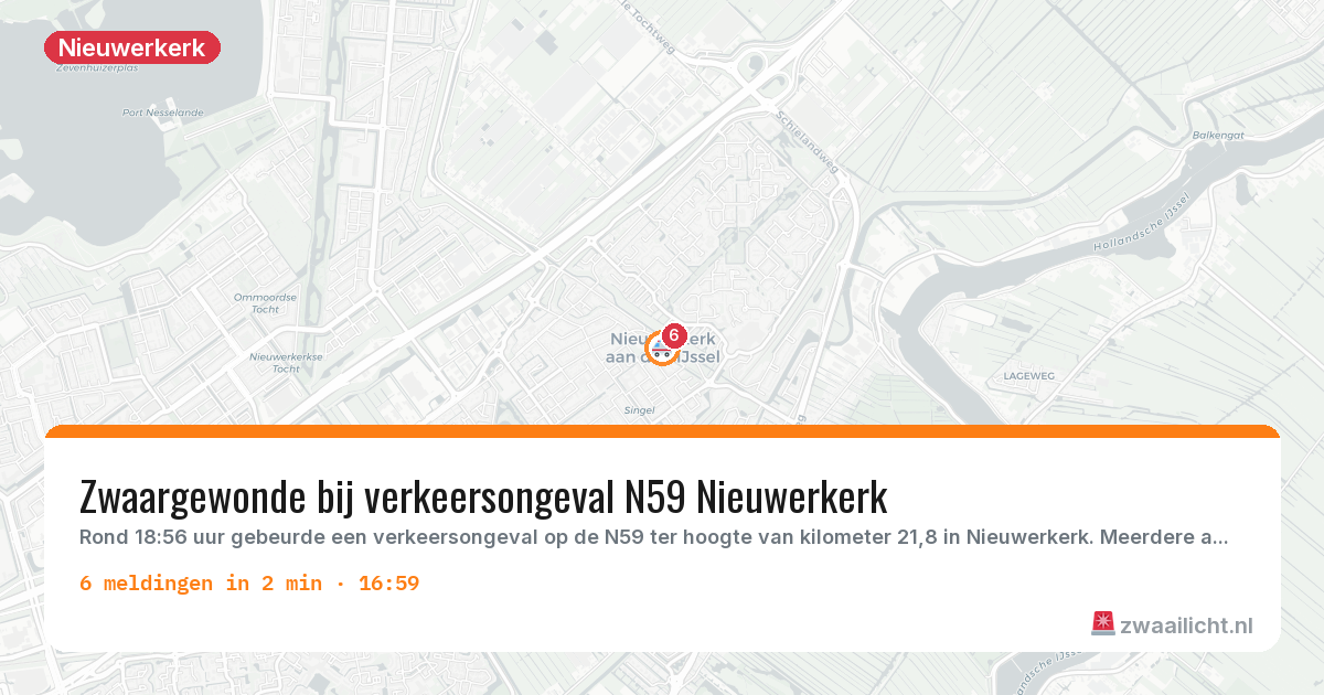 Kaart van de activiteitspiek bij Nieuwerkerk