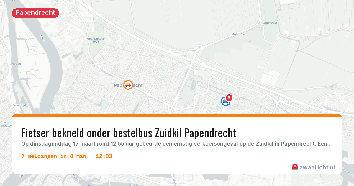 Kaart van de activiteitspiek bij Papendrecht