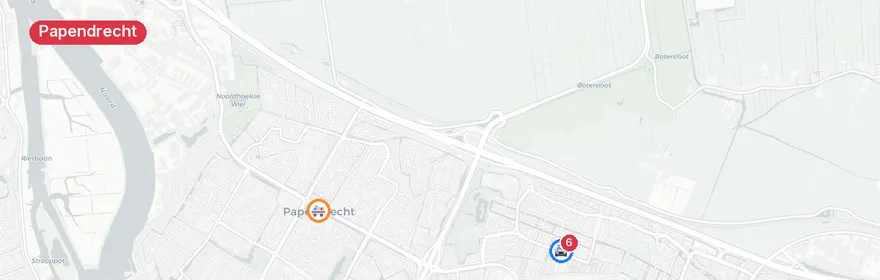Kaart van Fietser bekneld onder bestelbus Zuidkil Papendrecht