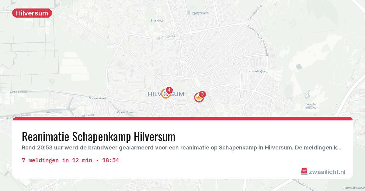 Kaart van de activiteitspiek bij Hilversum