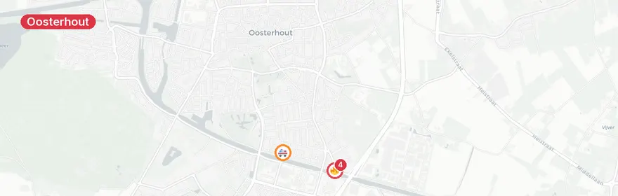 Kaart van Brand gebouw Wilhelminakanaal Noord Oosterhout