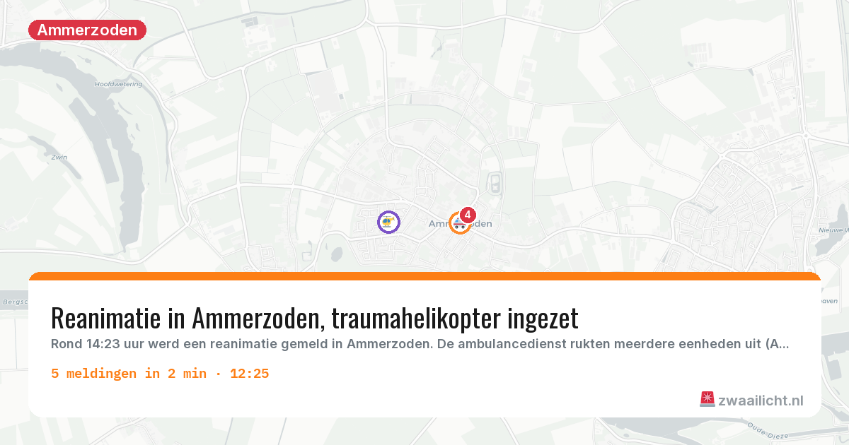 Kaart van de activiteitspiek bij Ammerzoden