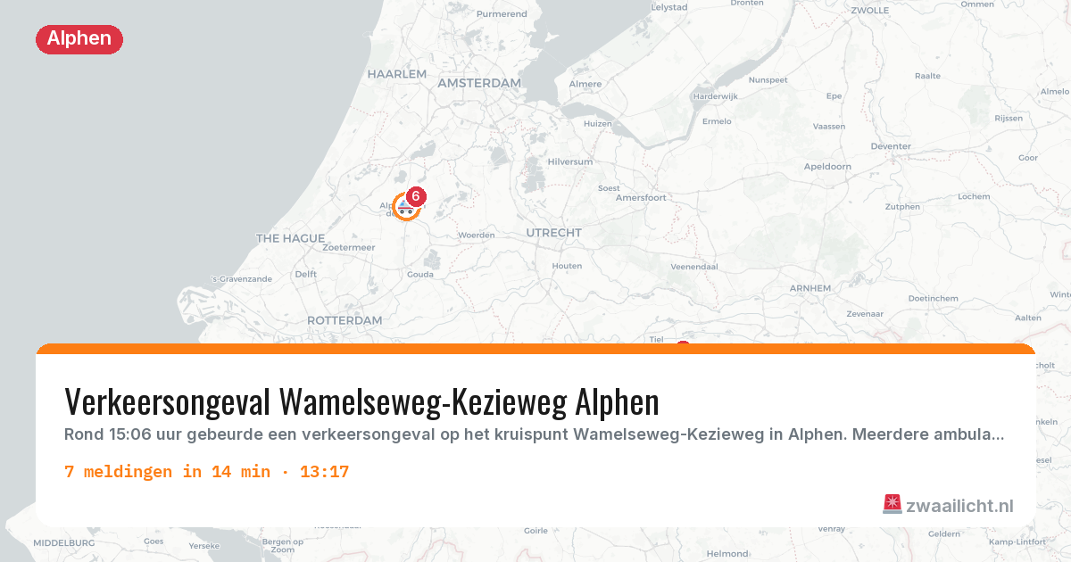 Kaart van de activiteitspiek bij Alphen