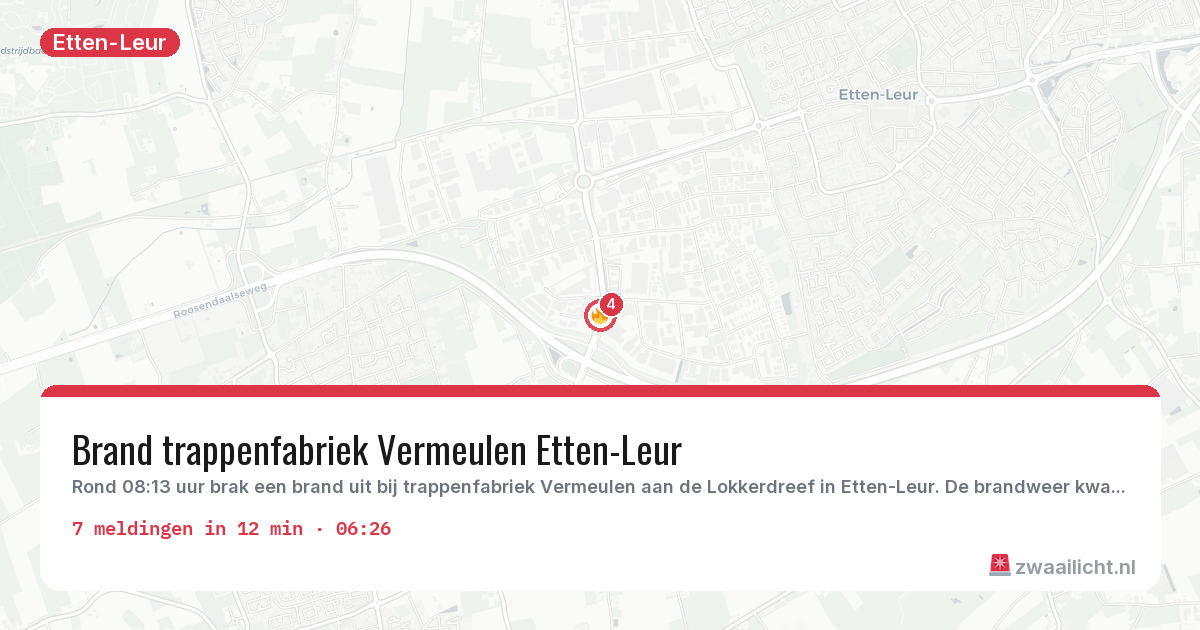 Kaart van de activiteitspiek bij Etten-Leur