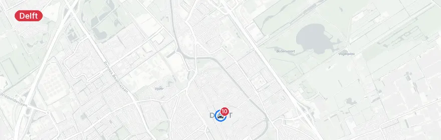 Kaart van Zwaar verkeersongeval A13 Delft met touringcar