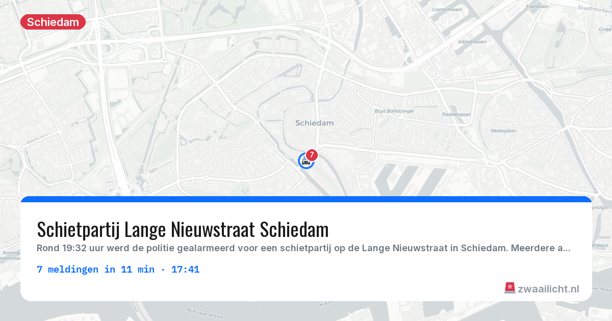 Kaart van de activiteitspiek bij Schiedam