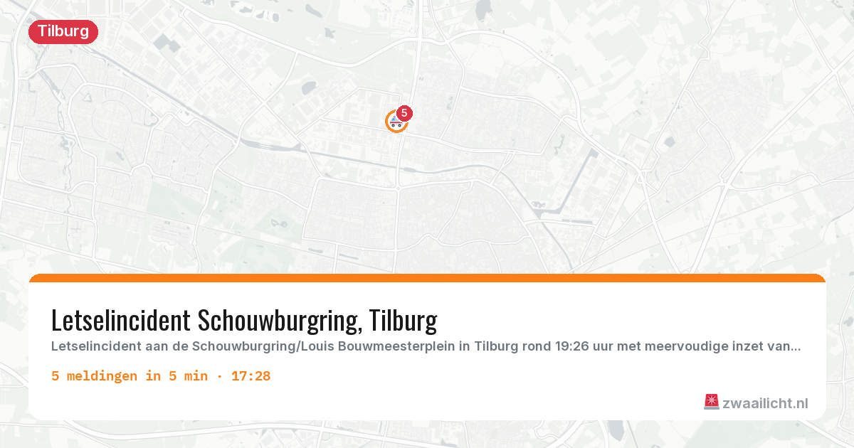 Kaart van de activiteitspiek bij Tilburg
