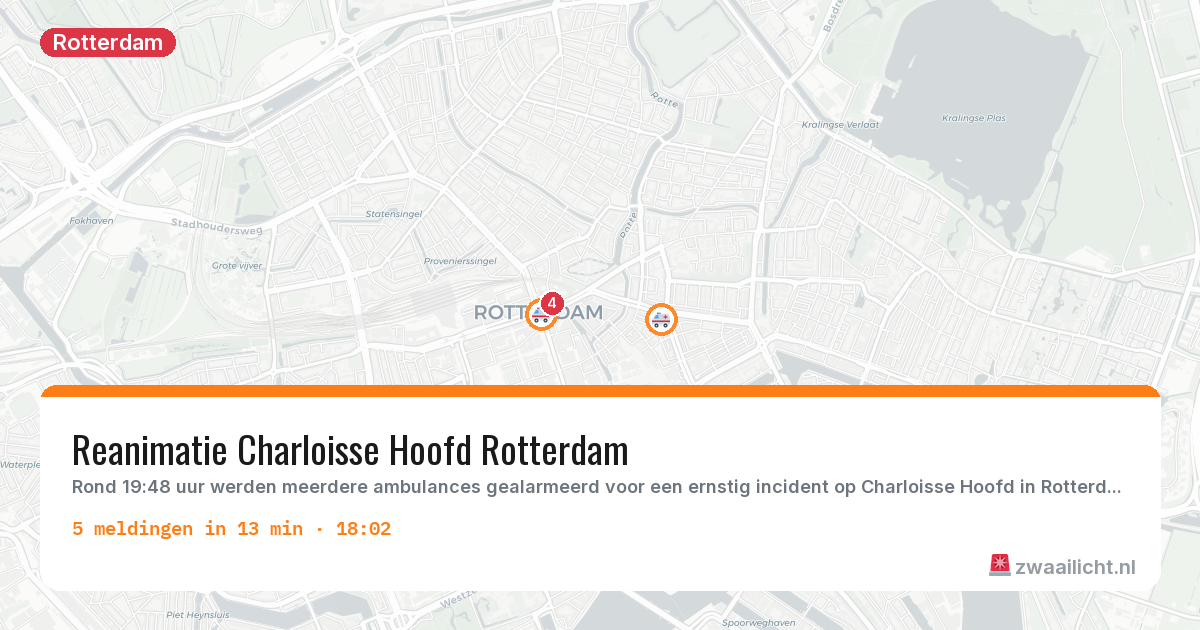 Kaart van de activiteitspiek bij Rotterdam