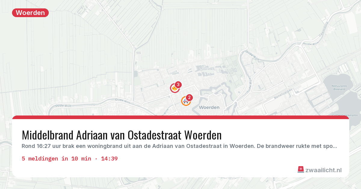 Kaart van de activiteitspiek bij Woerden