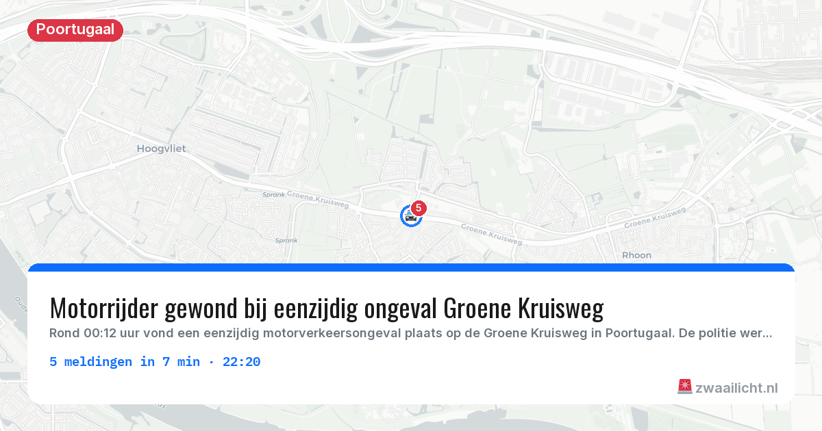 Kaart van de activiteitspiek bij Poortugaal