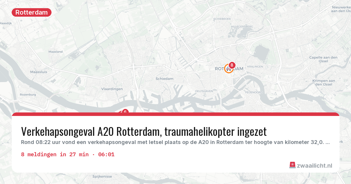 Kaart van de activiteitspiek bij Rotterdam