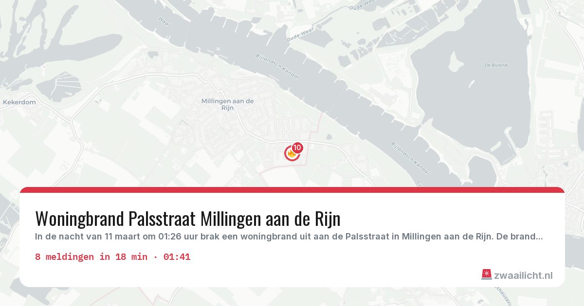 Kaart van de activiteitspiek bij Brandweer