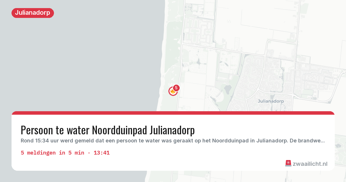 Kaart van de activiteitspiek bij Julianadorp