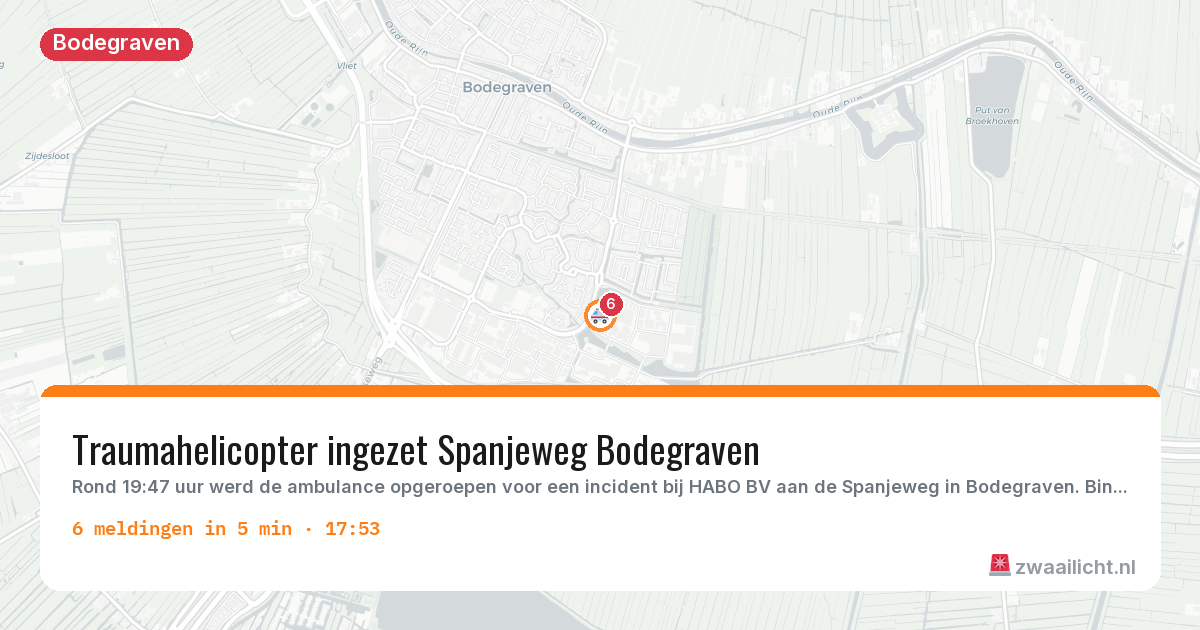 Kaart van de activiteitspiek bij Bodegraven