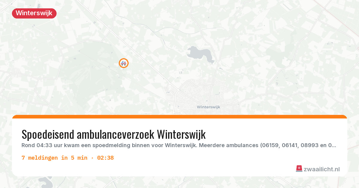 Kaart van de activiteitspiek bij Winterswijk