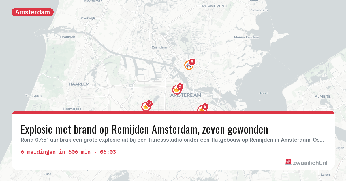 Kaart van de activiteitspiek bij Amsterdam