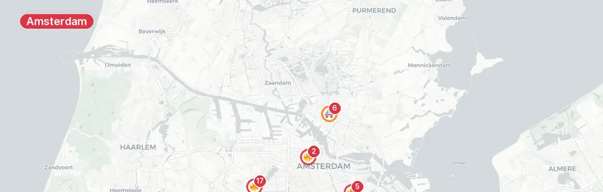 Kaart van Explosie met brand op Remijden Amsterdam, zeven gewonden