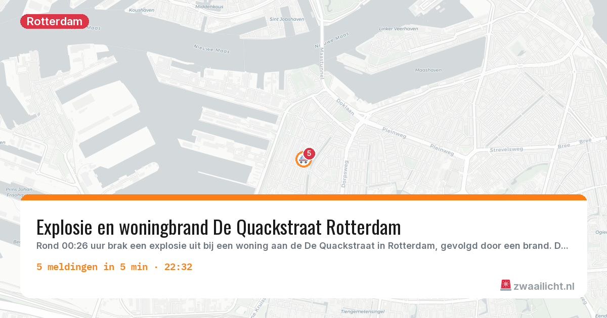Kaart van de activiteitspiek bij Rotterdam