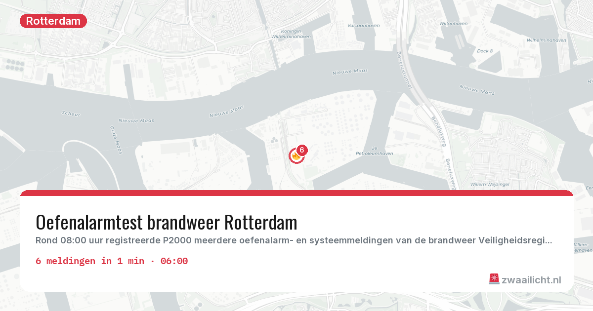 Kaart van de activiteitspiek bij Rotterdam