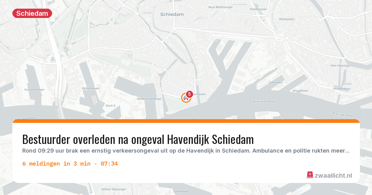 Kaart van de activiteitspiek bij Schiedam