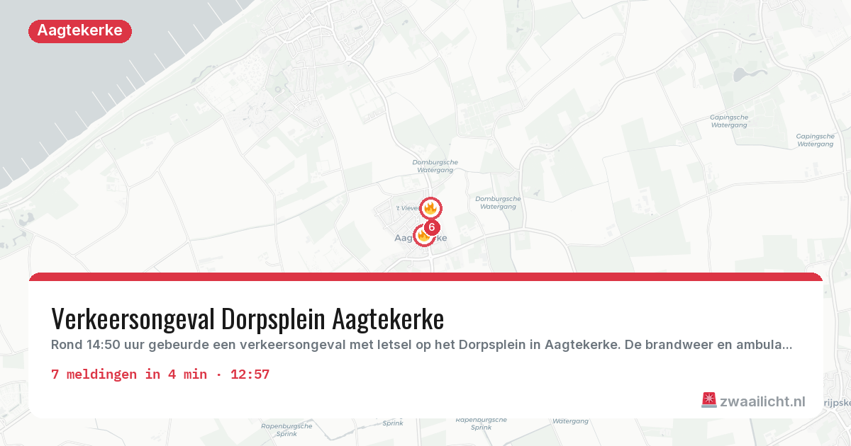 Kaart van de activiteitspiek bij Aagtekerke