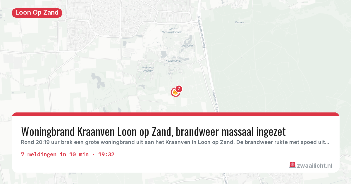 Kaart van de activiteitspiek bij Loon Op Zand