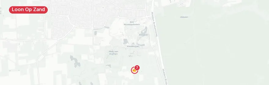 Kaart van Woningbrand Kraanven Loon op Zand, brandweer massaal ingezet