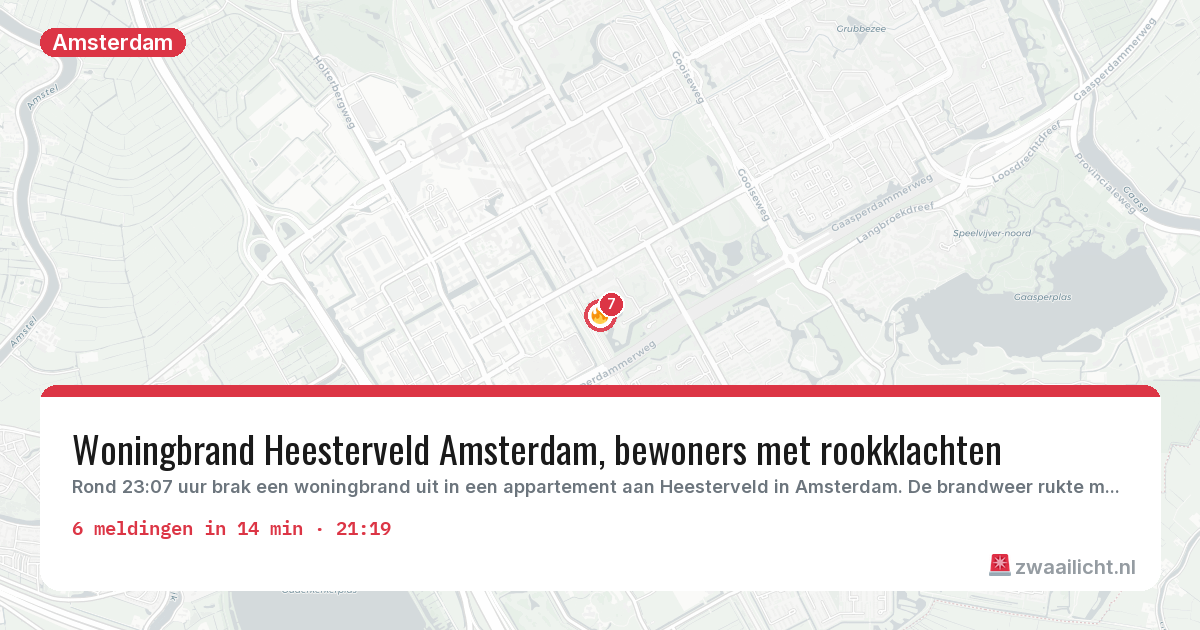 Kaart van de activiteitspiek bij Amsterdam