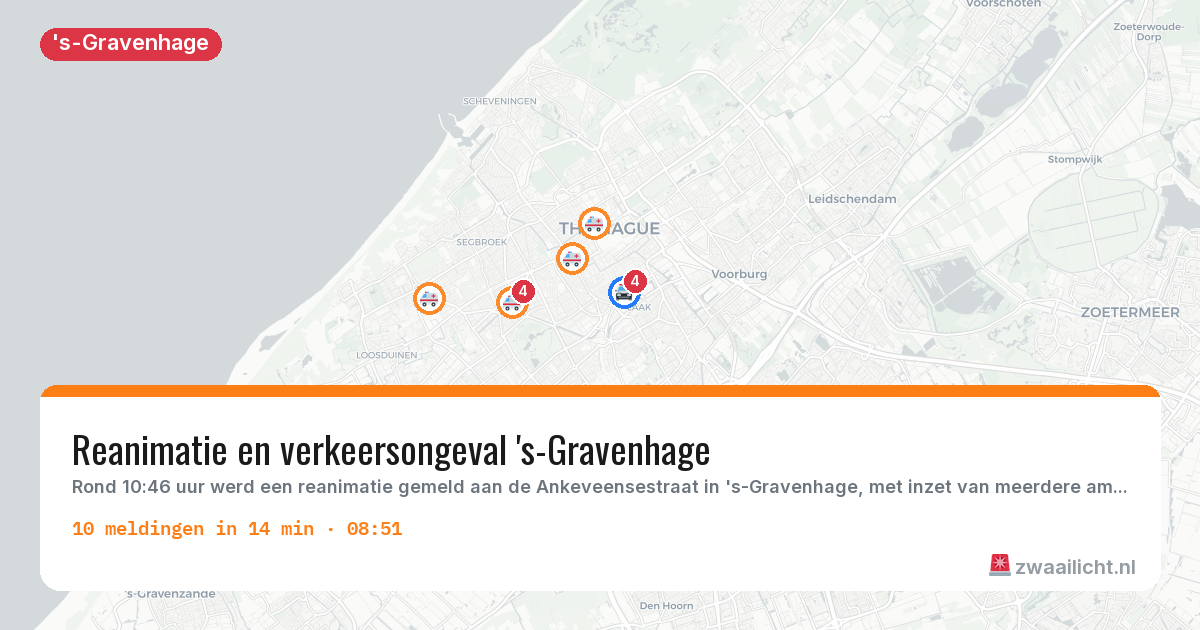 Kaart van de activiteitspiek bij 's-Gravenhage