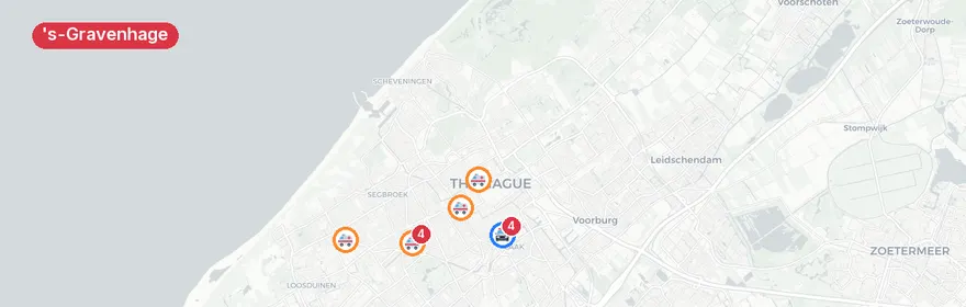 Kaart van Reanimatie en verkeersongeval 's-Gravenhage