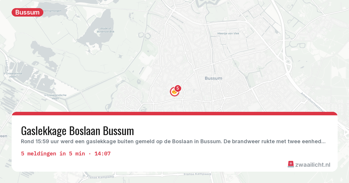 Kaart van de activiteitspiek bij Bussum