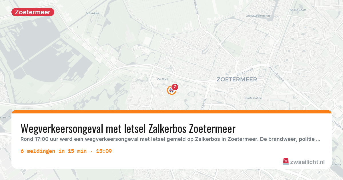 Kaart van de activiteitspiek bij Zoetermeer