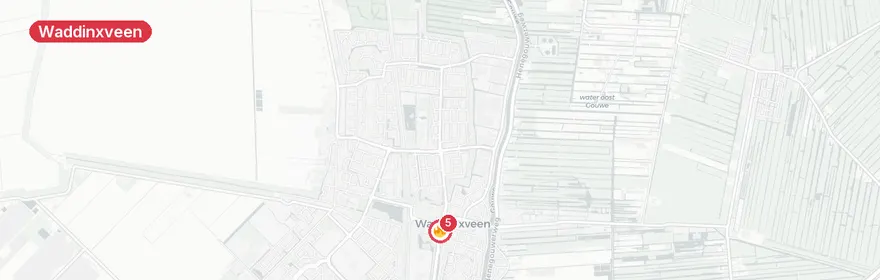 Kaart van Gaslekkage Kanaalstraat Waddinxveen, gebouwen ontruimd