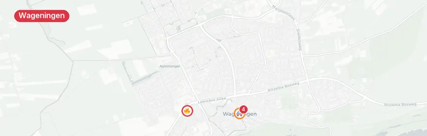 Kaart van Reanimatie Thorbeckestraat Wageningen