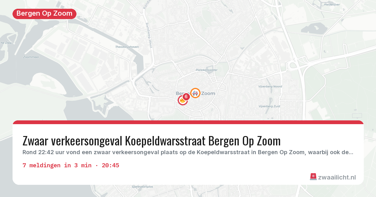 Kaart van de activiteitspiek bij Bergen Op Zoom