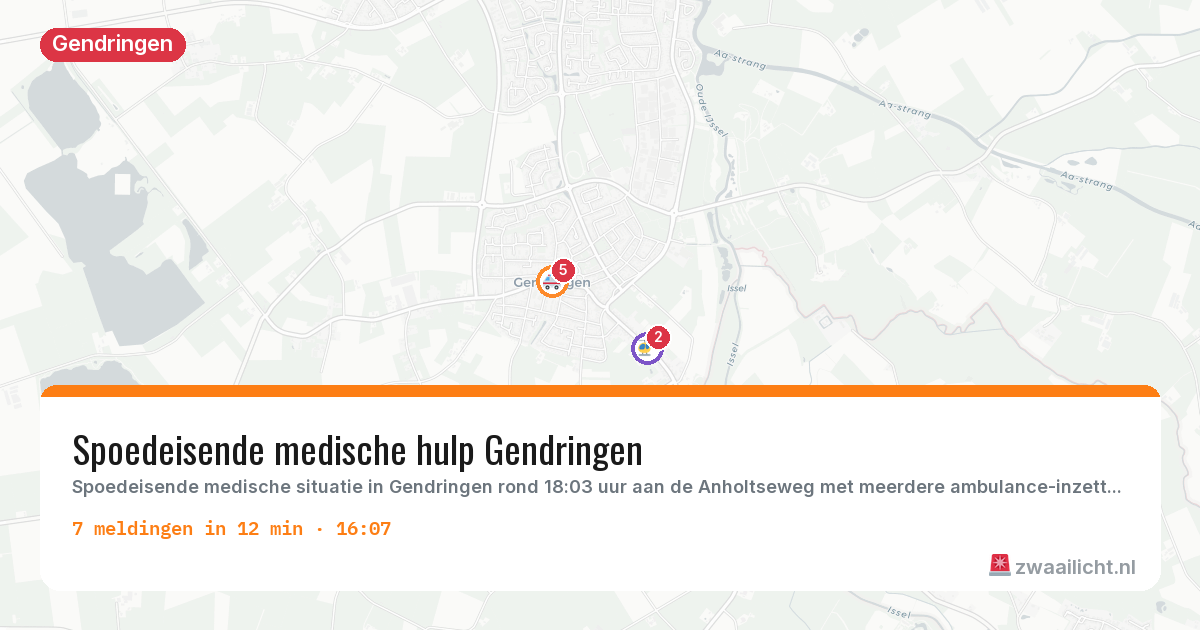 Kaart van de activiteitspiek bij Gendringen
