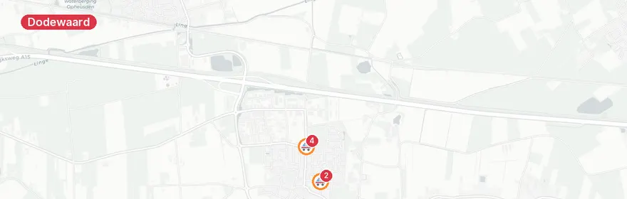 Kaart van Reanimatie Oranjelaan Dodewaard, traumahelikopter ingezet