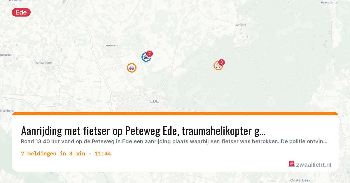 Kaart van de activiteitspiek bij Ede