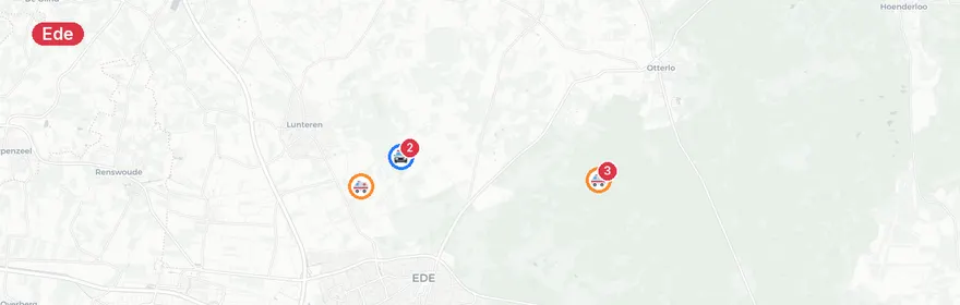 Kaart van Aanrijding met fietser op Peteweg Ede, traumahelikopter g...