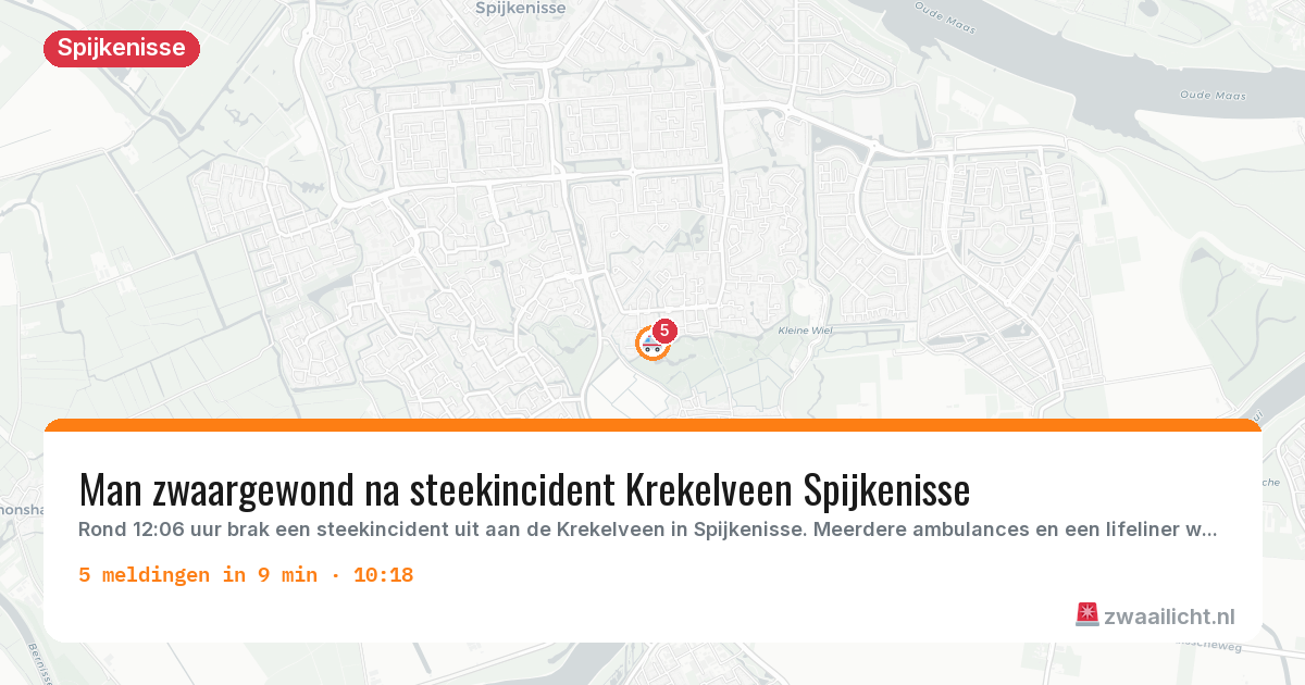 Kaart van de activiteitspiek bij Spijkenisse